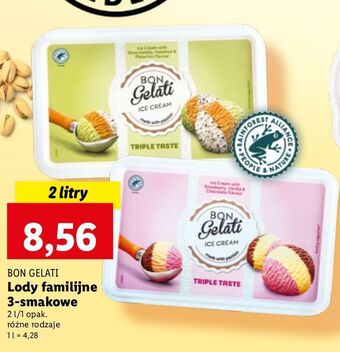 Lidl Lody pistacja-orzech-stracciatella Bon Gelati oferta