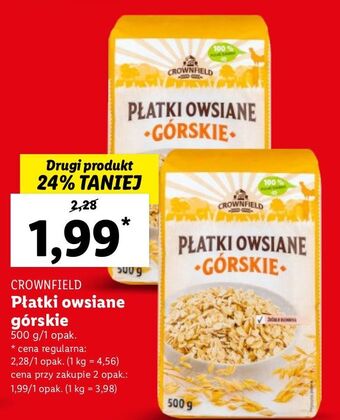 Lidl Płatki owsiane górskie Crownfield oferta