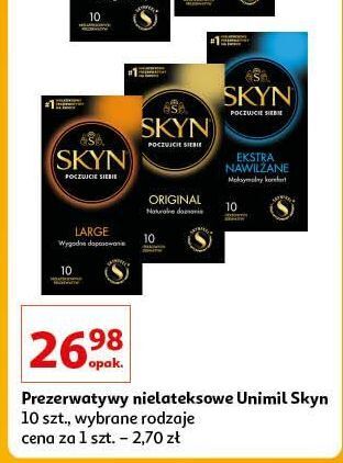 Auchan Prezerwatywy ekstra nawilżanie Unimil Skyn oferta