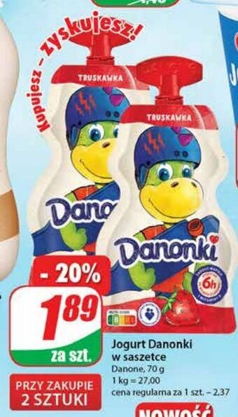 Dino Serek truskawka saszetka Danone Danio oferta