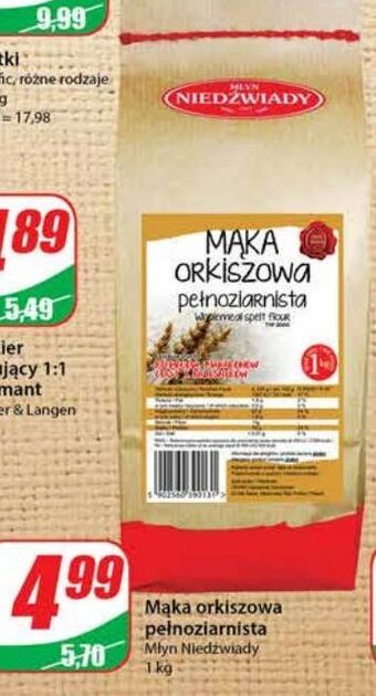 Dino Mąka orkiszowa pełnoziarnista Młyn Niedźwiady oferta