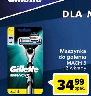 Carrefour Maszynka do golenia + 2 wkłady Gillette Mach3 oferta