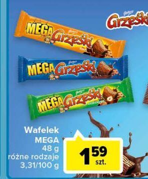 Carrefour Wafelek kakaowy w czekoladzie mlecznej Grześki Mega oferta