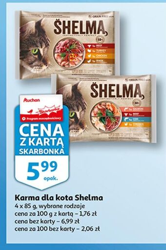 Auchan Karma dla kota kurczak wołowina indyk i kaczka Shelma oferta