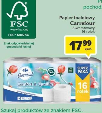 Carrefour Market Papier toaletowy comfort & quality Carrefour Essential oferta
