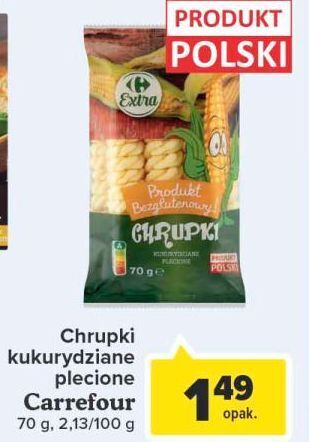 Carrefour Chrupki kukurydziane plecione bezglutenowe Carrefour oferta
