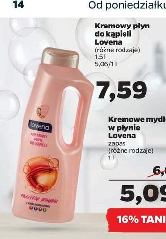 Netto Płyn do kąpieli prtoeiny jedwabiu Lovena oferta