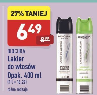 ALDI Lakier do włosów volume & brilliance ultra strong 4 Biocura oferta