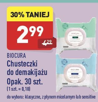 ALDI Chusteczki do demakijażu sensitive Biocura oferta