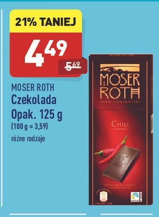 ALDI Czekolada gorzka chili Moser Roth oferta