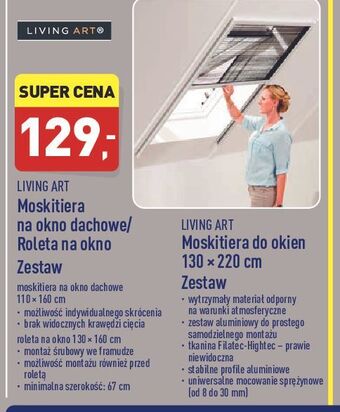 ALDI Roleta z moskitierą na okno dachowe 160 x 130 cm Living Art oferta