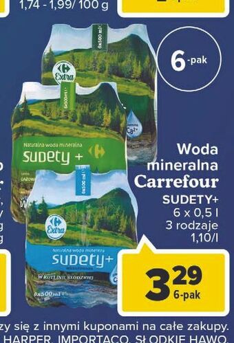 Carrefour Market Woda naturalna lekko gazowana Carrefour Sudety+ oferta