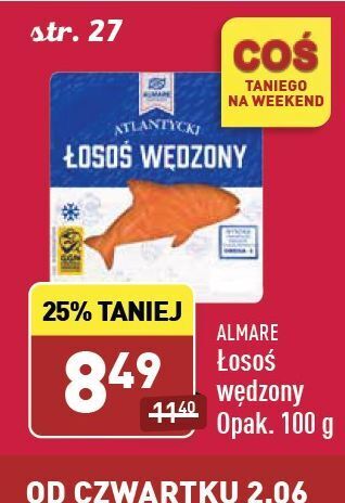 ALDI Łosoś atlantycki wędzony Almare Seafood oferta