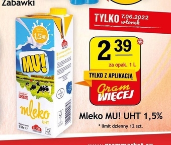 Gram Market Mu! Mleko UHT 1,5% 1 l oferta