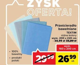 Prześcieradło bawełniane 200 x 220 cm Textim
