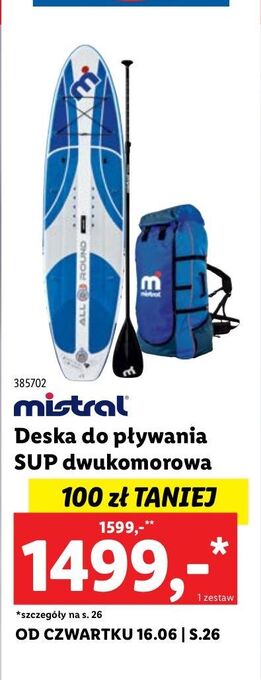Lidl Deska do pływania sup race Mistral oferta