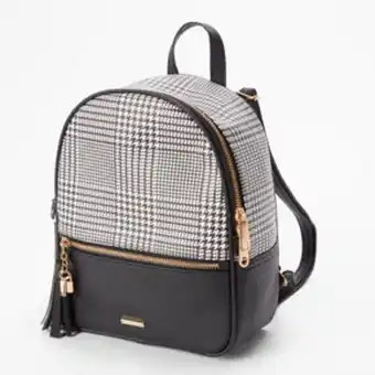 Claire's Black houndstooth check small backpack oferta