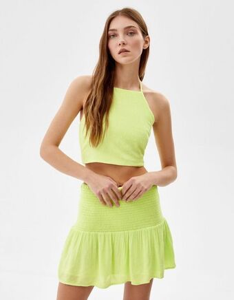 Bershka Spódnica mini z krepy i tkaniny plumeti z falbanami oferta