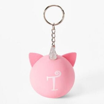 Claire's Initial unicorn stress ball keychain - pink, t oferta