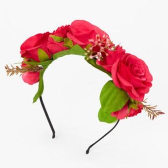 Claire's Hot pink rose flower crown headband oferta