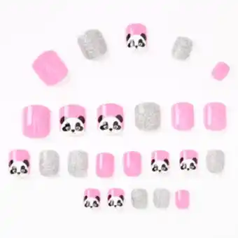 Claire's Pink panda square press on faux nail set - 24 pack oferta