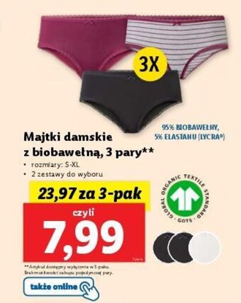 Lidl Majtki damskie z biobawełną 3 pary oferta