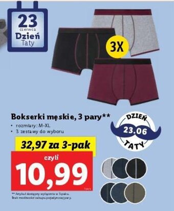 Lidl Bokserki męskie 3 pary oferta