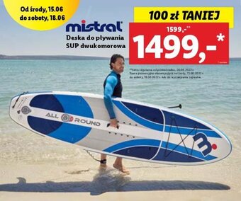 Lidl Deska do pływania SUP dwukomorowa Mistral oferta