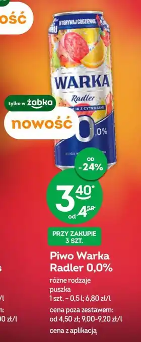 Żabka Piwo Warka Radler 0,0% 0,5l oferta