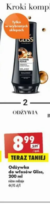 Biedronka Odżywka do włosów Gliss Kur Ultimate Repair oferta