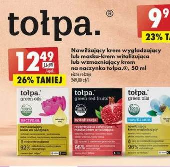 Biedronka Maska do twarzy wzmacniająca naczynka Tołpa Green Oils oferta