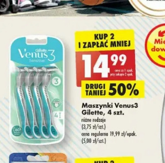 Biedronka Maszynki do golenia Gillette Venus 3 Sensitive oferta