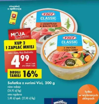 Biedronka Sałatka surimi z krewetkami w białym sosie Vici oferta