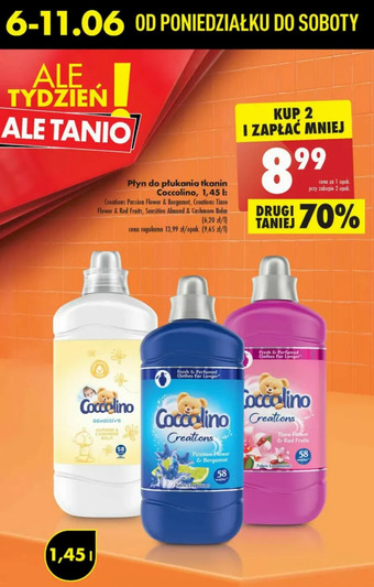 Biedronka Płyn do płukania sensitive almond & cashmere Coccolino oferta