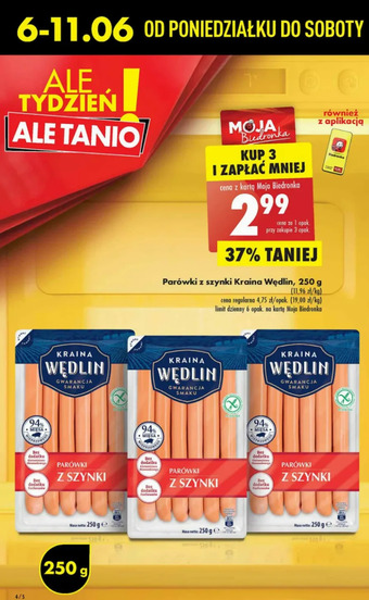 Biedronka Parówki z szynki Kraina Wędlin oferta