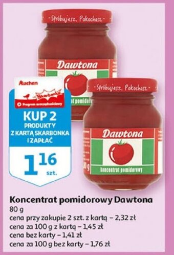 Auchan Koncentrat pomidorowy Dawtona 80g oferta