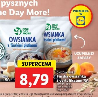Lidl Owsianka z fińskimi płatkami białą czekoladą i czarne porzeczki One Day More oferta