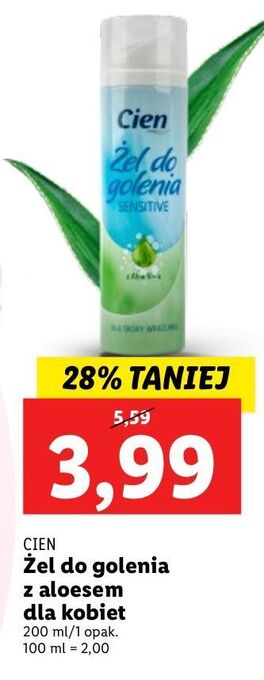 Lidl Żel do golenia sensitive Cien oferta