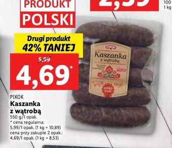 Lidl Kaszanka z wątrobą Pikok oferta