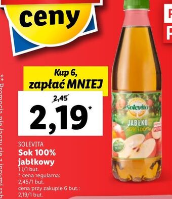 Lidl Sok jabłkowy 100 % Solevita oferta