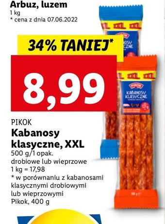 Lidl Kabanosy wieprzowe Pikok oferta