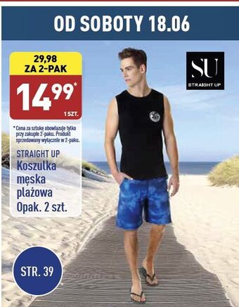 ALDI Koszulka męska plażowa m-xl Straight Up oferta