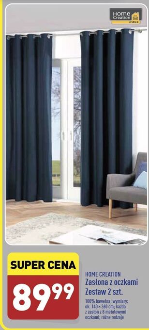 ALDI Zasłona z oczkami 140 x 260 cm Home Creation oferta