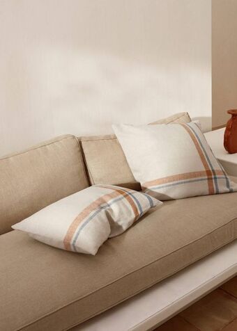 MANGO Poszewka na jaśka lniana w paski oferta