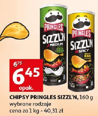 Auchan Chipsy sizzl'n spicy bbq Pringles oferta