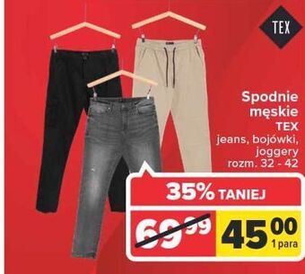 Carrefour Spodnie męskie bojówki 32-42 Tex oferta