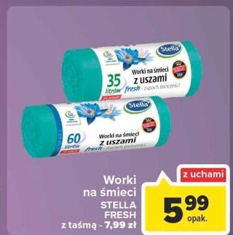 Carrefour Worki na śmieci z uszami fresh 35 l Stella oferta