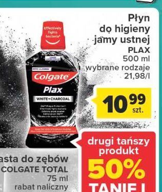 Carrefour Płyn do płukania white + charcoal Colgate Plax oferta