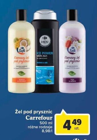 Carrefour Żel pod prysznic ice power Carrefour Bath Sense oferta