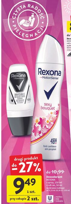 Intermarche Dezodorant invisible black & white Rexona Men Invisible oferta